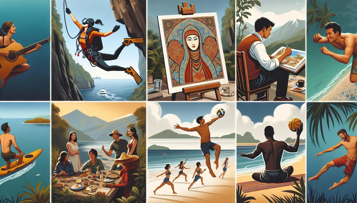 Collage photo showing different travel activities that can be done across the globe